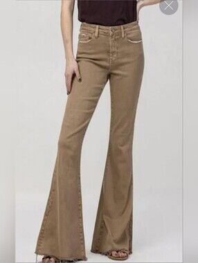 New Vervet Bella Hi Wast Flare Raw Hem Bellbottom Jeans